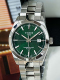 Tissot Gentleman Powermatic 80 Silicium Green Dial Silver Steel Strap Watch For Men - T127.407.11.091.01 Authentic Buy Shop Now