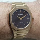 D1 Milano Ultra Thin Brown Dial Gold Steel Strap Watch for Men - D1-UTBJ13 Authentic Buy Shop Now