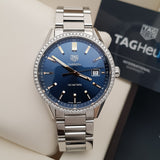 Tag Heuer Carrera Quartz Diamonds Blue Dial Silver Steel Strap Watch for Women - WAR1114.BA0601 Authentic Buy Shop Now