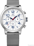 Tommy Hilfiger Jake Quartz White Dial Silver Mesh Bracelet Watch for Men - 1791233 Authentic Buy Shop Now