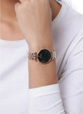 Emporio Armani Gianni T-Bar Black Dial Rose Gold Strap Watch For Women - AR11145 Authentic Buy Shop Now