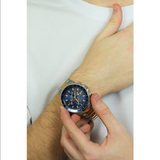 Maserati SFIDA Chronograph Blue Dial Two Tone Steel Strap Watch For Men - R8873640012 Authentic Buy Shop Now