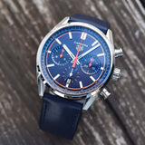 Tag Heuer Carrera Chronograph Blue Dial Blue Leather Strap Watch for Men - CBN201D.FC6543 Authentic Buy Shop Now