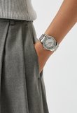 Michael Kors Lexington Lux Three Hand Mother of Pearl Silver Dial Silver Steel Strap Watch for Women - MK7445 Authentic Buy Shop Now