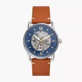 Fossil Forrester Luggage Automatic Skeleton Blue Dial Brown Leather Strap Watch for Men - ME3179 Authentic Buy Shop Now
