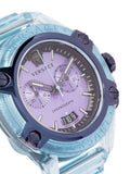 Versace Icon Active Chronograph Purple Dial Blue Silicone Strap Watch For Men - VEZ701523 Authentic Buy Shop Now