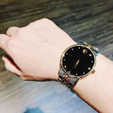 Movado Museum Classic Diamonds Black Dial Two Tone Steel Strap Watch for Men - 0607202 Authentic Buy Shop Now