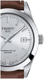 Tissot Gentleman Powermatic 80 Silicium Silver Dial Brown Leather Strap Watch For Men - T127.407.16.031.00 Authentic Buy Shop Now
