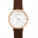 Emporio Armani Analog White Dial Brown Leather Strap Watch For Men - AR9042 Authentic Buy Shop Now