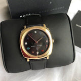 Marc Jacobs Mandy Black Dial Black Leather Strap Watch for Women - MJ1597 Authentic Buy Shop Now