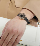 Emporio Armani Rosa Two Hand Black Dial Black Leather Strap Watch For Women - AR11493 Authentic Buy Shop Now