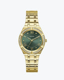 Guess Cosmo Diamonds Green Dial Gold Steel Strap Watch for Women - GW0033L8 Authentic Buy Shop Now