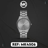Michael Kors Slim Runway Quartz Grey Dial Grey Steel Strap Watch For Women - MK4506 Authentic Buy Shop Now