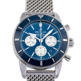 Breitling Superocean Heritage B01 Chronograph 44 Blue Dial Silver Mesh Bracelet Watch for Men - AB0162161C1A1 Authentic Buy Shop Now