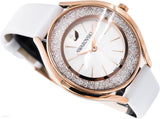 Swarovski Crystalline Aura Silver Dial White Leather Strap Watch for Women - 5519453 Authentic Buy Shop Now