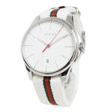 Gucci G Timeless Quartz White DIal White NATO Strap Watch For Men - YA126322 Authentic Buy Shop Now