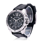 Michael Kors Brecken Chronograph Black Dial Black Leather Strap Watch For Men - MK8850 Authentic Buy Shop Now