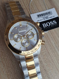 Hugo Boss Ikon Chronograph Silver Dial Two Tone Steel Strap Watch for Men - 1512960 Authentic Buy Shop Now