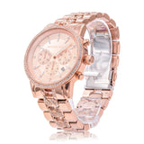 Michael Kors Ritz Chronograph Rose Gold Dial Rose Gold Steel Strap Watch For Women - MK7223 Authentic Buy Shop Now