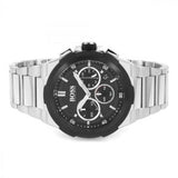 Hugo Boss Supernova Chronograph Black Dial Silver Steel Strap Watch for Men - 1513359 Authentic Buy Shop Now