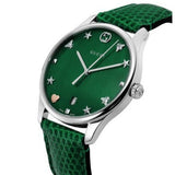 Gucci G-Timeless Mother of Pearl Green Dial Green Leather Strap Watch For Women - YA1264042 Authentic Buy Shop Now