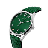 Gucci G-Timeless Green Mother of Pearl Dial Green Leather Strap Watch For Women - YA126585 Authentic Buy Shop Now