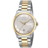 Gucci G Timeless Silver Dial Two Tone Steel Strap Watch For Men - YA126474 Authentic Buy Shop Now