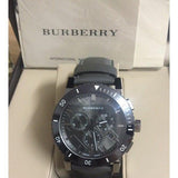 Burberry The City Chronograph Ion Plated Grey Dial Grey Leather Strap Watch for Men - BU9384 Authentic Buy Shop Now