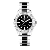 Tag Heuer Aquaracer Quartz Diamonds Black Dial Two Tone Steel Strap Watch for Men - WAY131E.BA0913 Authentic Buy Shop Now