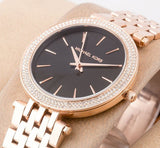 Michael Kors Darci Black Dial Rose Gold Steel Strap Watch for Women - MK3402 Authentic Buy Shop Now