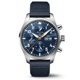 IWC Pilot's Automatic Chronograph 43mm Blue Dial Blue Calfskin Strap Watch for Men - IW377729 Authentic Buy Shop Now