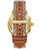 Tory Burch The Tory Chronograph White Dial Maroon Jacquard Strap Watch for Women - TBW1050 Authentic Buy Shop Now