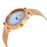 Guess Willow Crystal Blue Dial Rose Gold Mesh Bracelet Watch For Women - W0836L1 Authentic Buy Shop Now