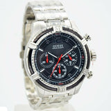 Guess Circuit Chronograph Black Dial Silver Steel Strap Watch For Men - W0968G1 Authentic Buy Shop Now