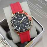 Fossil Bannon Multifunction Black Dial Red Silicone Strap Watch for Men - BQ2499 Authentic Buy Shop Now