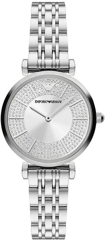 Emporio Armani Gianni T-Bar Quartz Silver Dial Silver Steel Strap Watch For Women - AR11445 Authentic Buy Shop Now