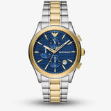 Emporio Armani Paolo Chronograph Blue Dial Two Tone Steel Strap Watch For Men - AR11579 Authentic Buy Shop Now