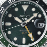 Seiko 5 Sports SKX GMT Automatic Green Dial Silver Steel Strap Watch For Men - SSK035K1 Authentic Buy Shop Now