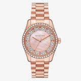 Michael Kors Lexington Three Hand Mother of Pearl Pink Dial Rose Gold Steel Strap Watch For Women - MK7444 Authentic Buy Shop Now