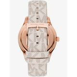 Michael Kors Runway Quartz Rose Gold Dial White Leather Strap Watch For Women - MK6980 Authentic Buy Shop Now