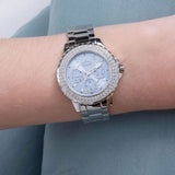 Guess Crown Jewel Diamonds Blue Dial Silver Steel Strap Watch for Women - GW0410L1 Authentic Buy Shop Now