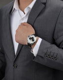 Hugo Boss Casual Chronograph Silver Dial Black Leather Strap Watch For Men - HB1512880 Authentic Buy Shop Now