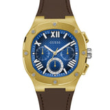 Guess Headline Chronograph Blue Dial Brown Silicone Strap Watch For Men - GW0571G5 Authentic Buy Shop Now