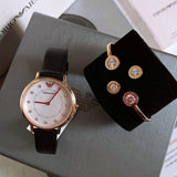 Emporio Armani Kappa Mother of Pearl Dial Black Leather Strap Watch For Women - AR80011 Authentic Buy Shop Now