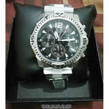 Guess Commander Chronograph Black Dial Silver Steel Strap Watch for Men - GW0056G1 Authentic Buy Shop Now