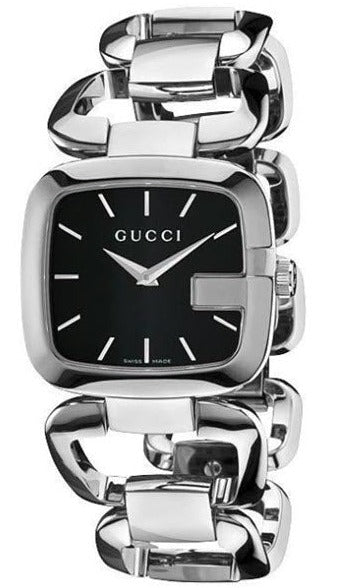 Gucci G Gucci Black Dial Silver Steel Strap Watch For Women - YA125407 Authentic Buy Shop Now