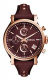 Fossil Original Boyfriend Sport Chronograph Maroon Dial Maroon Leather Strap Watch for Women - ES4114 Authentic Buy Shop Now
