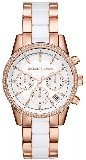 Michael Kors Ritz White Dial Two Tone Steel Strap Watch for Women - MK6324 Authentic Buy Shop Now