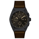 Fossil Everett Chronograph Black Dial Brown Leather Strap Watch for Men - FS5798 Authentic Buy Shop Now