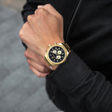 Maserati Stile 45mm Chronograph Black Dial Gold Steel Strap Watch For Men - R8873642001 Authentic Buy Shop Now
